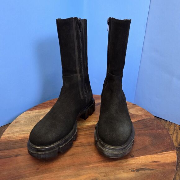 FREE PEOPLE Brooks Chelsea Boots Women's 9 (EU39) Black Suede Lug Sole - Picture 15 of 15